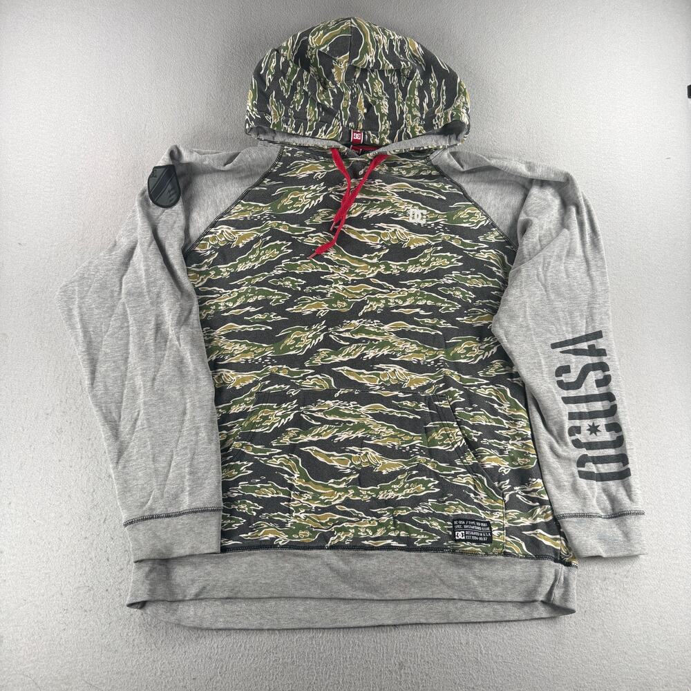 DC Shoes RD-9501 Mens XL Tiger Camo Pullover Hoodie Gray Green 2013 Cotton Blend